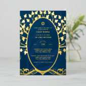 Bar Mitzvah Invitation REAL FOLIE Tree of Life Gol Folie Uitnodiging (Staand Voorkant)