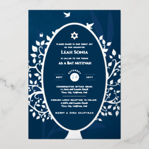 Bar Mitzvah Invitation REAL FOLIE Tree of Life Gol Uitnodiging