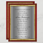 Bar Mitzvah Invitation Red Silver Kaart (Voorkant / Achterkant)