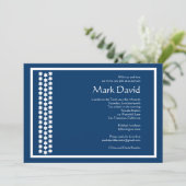 Bar Mitzvah Invitation Star David TEXTURED Navy Kaart (Staand voorkant)