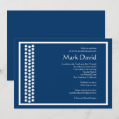 Bar Mitzvah Invitation Star David TEXTURED Navy Kaart (Voorkant / Achterkant)