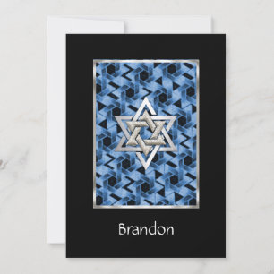 Bar Mitzvah Invitation Star of David Blue Kaart