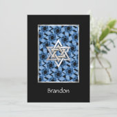 Bar Mitzvah Invitation Star of David Blue Kaart (Staand voorkant)