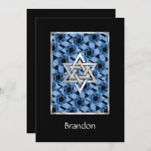 Bar Mitzvah Invitation Star of David Blue Kaart (Voorkant / Achterkant)