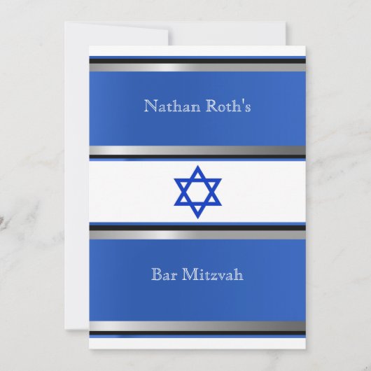 Bar Mitzvah Invitation, ster van David Blue Silver Kaart (Voorkant)