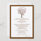 Bar Mitzvah Invitation Steven Tree of Life Brown Kaart (Voorkant)
