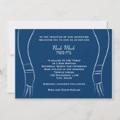 Bar Mitzvah Invitation Tallit Hebrew Blue Kaart (Voorkant)