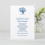 Bar Mitzvah Invitation Tree of Life Blue Hebrew Kaart (Staand voorkant)