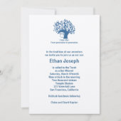 Bar Mitzvah Invitation Tree of Life Blue Kaart (Voorkant)