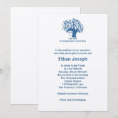 Bar Mitzvah Invitation Tree of Life Blue Kaart (Voorkant / Achterkant)