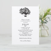 Bar Mitzvah Invitation Tree of Life Silver Kaart (Staand voorkant)