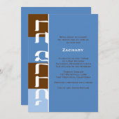 Bar Mitzvah Invitation Zachary Blue Browns Kaart (Voorkant / Achterkant)