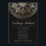 Bar Mitzvah Invitations Gold Foil Kaart<br><div class="desc">Intricate demask patroon solar mandala met faux gold foil overlay. U kunt de kleur van de achtergrond veranderen in wat u wilt. U kunt ook de mandala('s) bewegen,  roteren en vergroten/verkleinen,  zoals u aan beide zijden wilt.</div>