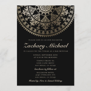 Bar Mitzvah Invitations Gold Foil Kaart