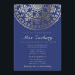 Bar Mitzvah Invitations Gold Foil Kaart<br><div class="desc">Intricate demask patroon solar mandala met faux gold foil overlay. U kunt de kleur van de achtergrond veranderen in wat u wilt. U kunt ook de mandala('s) bewegen,  roteren en vergroten/verkleinen,  zoals u aan beide zijden wilt.</div>