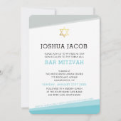 BAR MITZVAH INVITE coole moderne turquoise blauw g Kaart (Voorkant)
