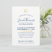BAR MITZVAH INVITE eenvoudige moderne goud marine  Kaart (Staand voorkant)