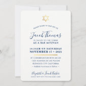 BAR MITZVAH INVITE eenvoudige moderne goud marine  Kaart (Voorkant)
