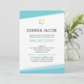 BAR MITZVAH INVITE eenvoudige moderne turquoise bl Kaart (Staand voorkant)