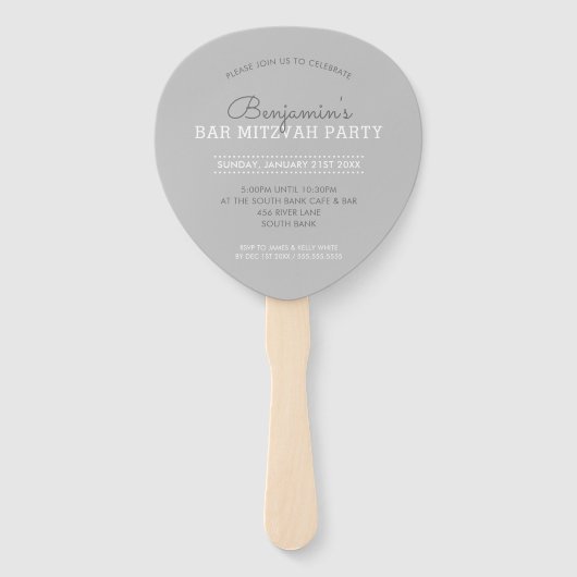 BAR MITZVAH INVITE FAN modern gouden ster grijs Handwaaier (Achterkant)