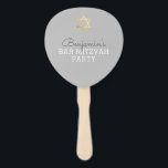 BAR MITZVAH INVITE FAN modern gouden ster grijs Handwaaier<br><div class="desc">door kat massard >>> kat@simplysweetPAPERIE.com <<< Geweldige en uniek feestdecor voor uw Bar Mitzvah feestviering! De perfecte unieke uitnodiging en selfie / foto prop accessoire!! Instellen als een sjabloon is het eenvoudig voor u om uw eigen gegevens toe te voegen, of druk op de aanpassingsknop en u kunt tekst, lettertypen,...</div>
