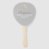 BAR MITZVAH INVITE FAN modern gouden ster grijs Handwaaier (Voorkant)