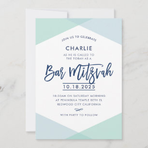 BAR MITZVAH INVITE manueel gekartelde marinekoolmi Kaart