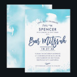 BAR MITZVAH INVITE met de hand geletterde aqua wat Kaart<br><div class="desc">door kat massard >> kat@simplysweetPAPERIE.com <<<< Een supercool en modern uitnodigingsontwerp voor de BAR MITZVAH TIP van uw zoon: 1. Om grafiek & doopvonten te veranderen/te bewegen en meer tekst toe te voegen - klik de "pas het"knoop aan. - - - - - - - - - - - -...</div>