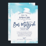 BAR MITZVAH INVITE met de hand geletterde aqua wat Kaart<br><div class="desc">door kat massard >> kat@simplysweetPAPERIE.com <<<< Een supercool en modern uitnodigingsontwerp voor de BAR MITZVAH TIP van uw zoon: 1. Om grafiek & doopvonten te veranderen/te bewegen en meer tekst toe te voegen - klik de "pas het"knoop aan. - - - - - - - - - - - -...</div>