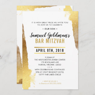 BAR MITZVAH INVITE modern luxe goudgrens Kaart