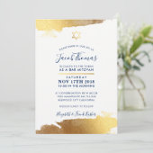 BAR MITZVAH INVITE modern verguld goud marine blau Kaart (Staand voorkant)