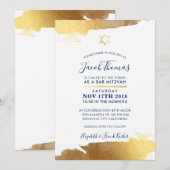 BAR MITZVAH INVITE modern verguld goud marine blau Kaart (Voorkant / Achterkant)