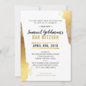 BAR MITZVAH INVITE moderne luxe vergulde gouden ra Kaart (Voorkant)