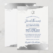BAR MITZVAH INVITE moderne vergulde zilveren marin Kaart (Voorkant / Achterkant)