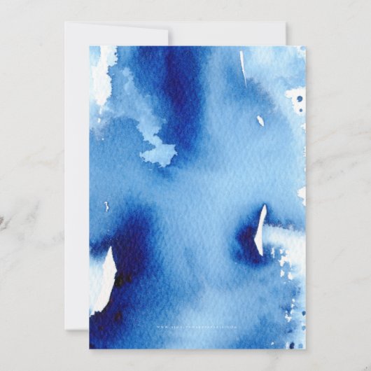 BAR MITZVAH INVITE Moderne waterverf koel blauw Kaart (Achterkant)