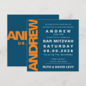 Bar Mitzvah invite Score Basketbal Sinaasappel & B Kaart (Voorkant / Achterkant)