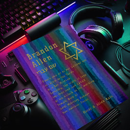 Bar Mitzvah Jewel Tone Streaks Kaart