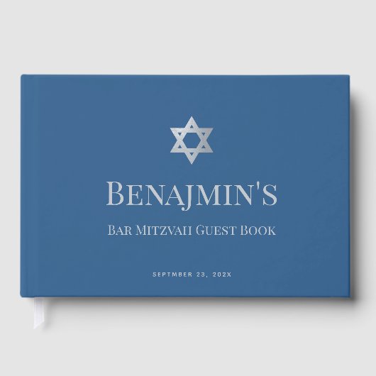 Bar Mitzvah Jewish Boy Star of David Classic Blue  Gastenboek (Voorkant)
