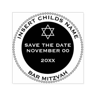 Bar mitzvah jongens opslaan de datum ster david  zelfinktende stempel