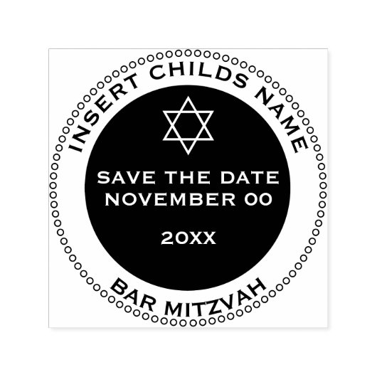 Bar mitzvah jongens opslaan de datum ster david  zelfinktende stempel (Design)