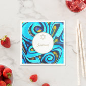 Bar Mitzvah Joods modern blauw patroon Servet (Insitu)