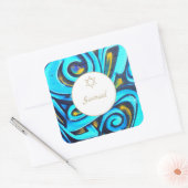 Bar Mitzvah Joods modern blauw patroon Vierkante Sticker (Envelop)