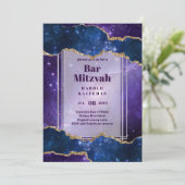 BAR MITZVAH KAARTEN Celestial Skies Blue Galaxy Go (Staand voorkant)