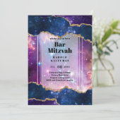 BAR MITZVAH KAARTEN Celestial Skies Blue Galaxy Go (Staand voorkant)