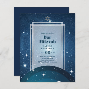 BAR MITZVAH KAARTEN Celestial Skies Blue Galaxy Go
