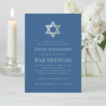 Bar Mitzvah Klassiek Blauw Nep Zilver Ster van Dav