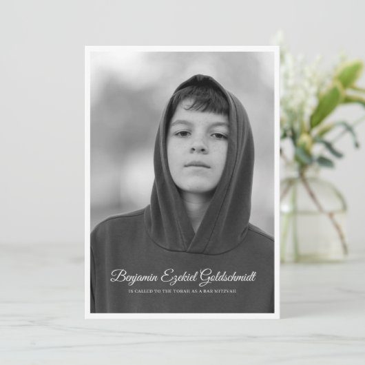 Bar Mitzvah | Klassieke en eenvoudige aangepaste f Kaart (Staand voorkant)