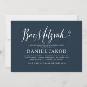 Bar Mitzvah klassieke Script Modern Typografie Kaart (Voorkant)