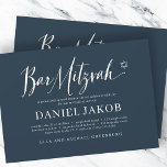 Bar Mitzvah klassieke Script Modern Typografie Kaart<br><div class="desc">Bestaat uit playful manuscript en serif typografie; allen tegen een achtergrond van witte achtergrond. Dit wordt ontworpen door de Uitgezochte Leveringen van de Partij,  exclusief voor Zazzle. Hier te vinden op: http://www.zazzle.com/store/selectpartysupplies</div>