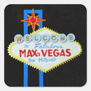 Bar Mitzvah Las Vegas gepersonaliseerd Max Vierkante Sticker
